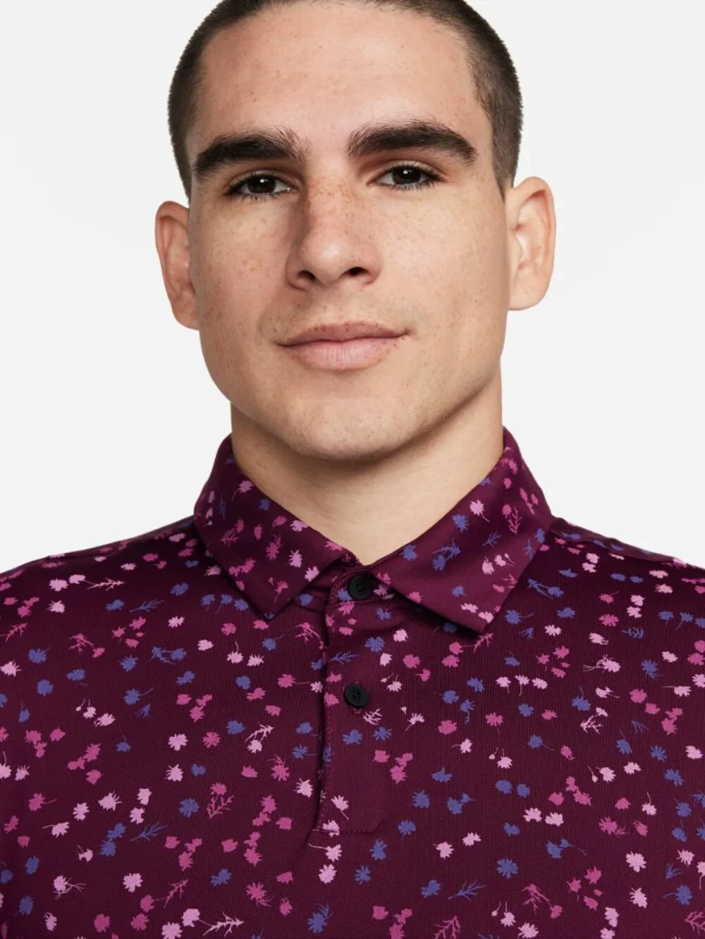 Nike Dri-FIT Tour Floral Golf Polo Shirt Bordeaux White Men's Size Medium
